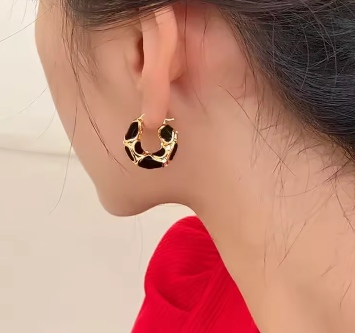 Trendy Gold Plated Enamel Small Hoop Earrings for Women