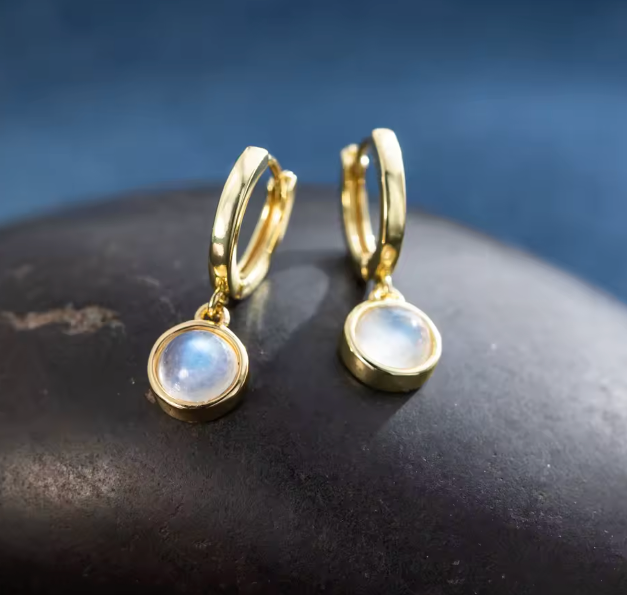 Natural Moonstone Copper Earrings