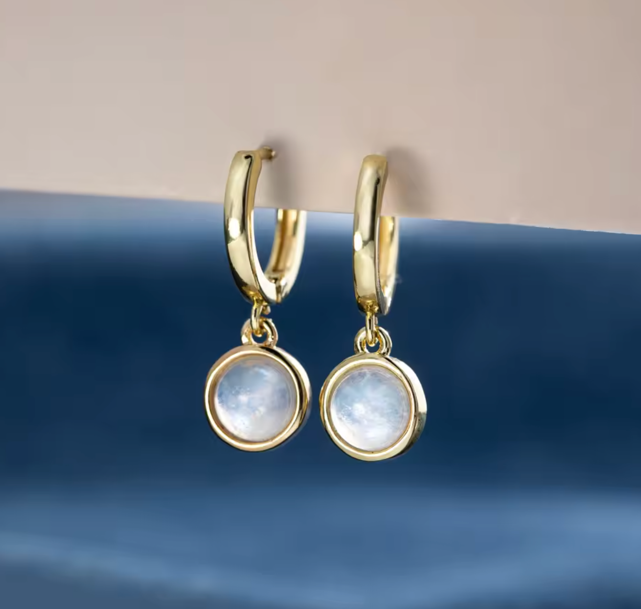 Natural Moonstone Copper Earrings