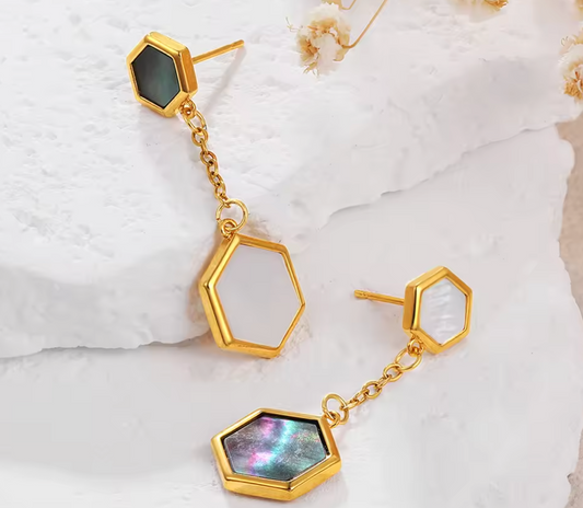 Aesthetic Hexagon Drop Earrings for Women