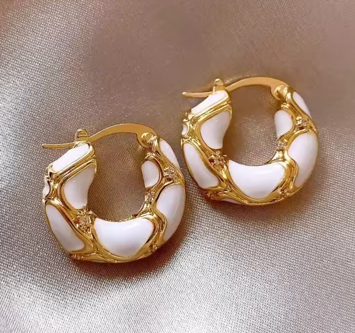 Trendy Gold Plated Enamel Small Hoop Earrings for Women