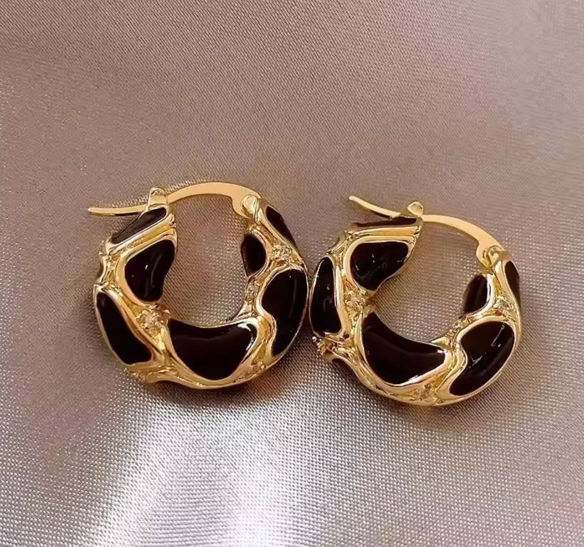 Trendy Gold Plated Enamel Small Hoop Earrings for Women