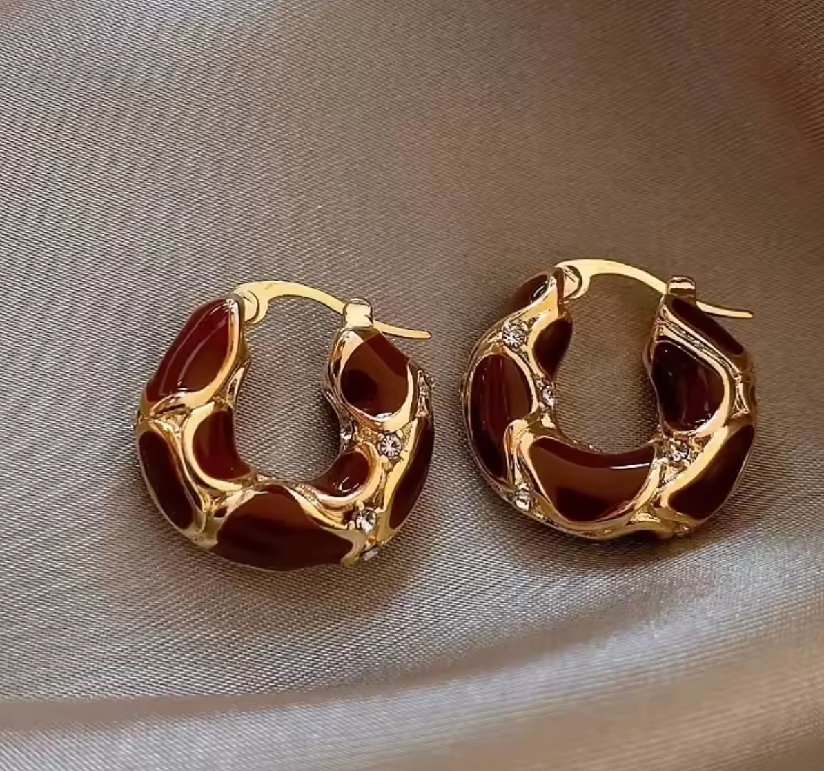 Trendy Gold Plated Enamel Small Hoop Earrings for Women